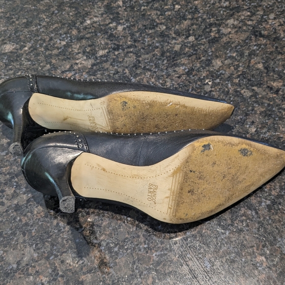 Franco Sarto  Black Pointed Toe Pumps with Silver Stud Details Size 8 1/2 - Picture 4 of 4